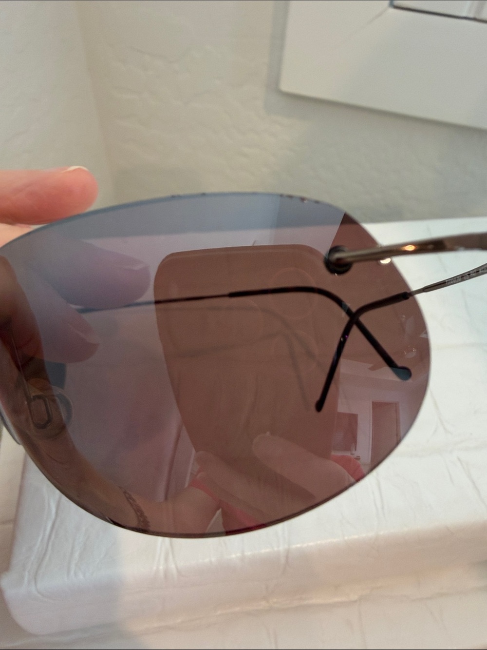 Rare Vintage Maui Jim Ka'anapali MJ 50123 Titanium Rimless Sunglasses HCL Bronze - Picture 6 of 7
